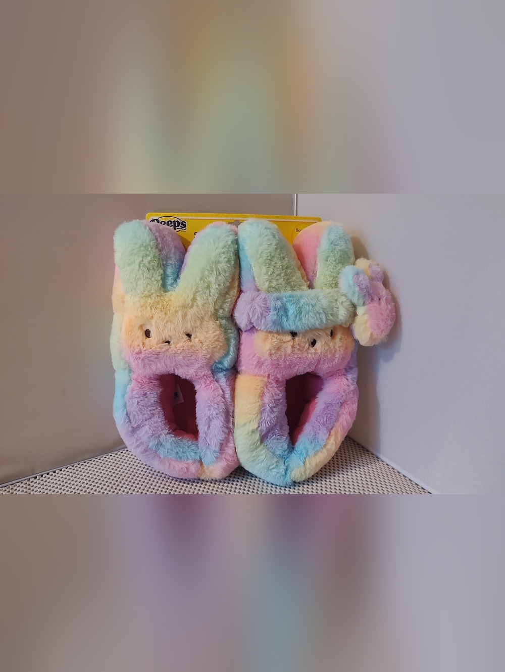 Peeps Girls Size M (13-1) Bunny Tie Dye Slippers & Headband Plush & Soft NWT